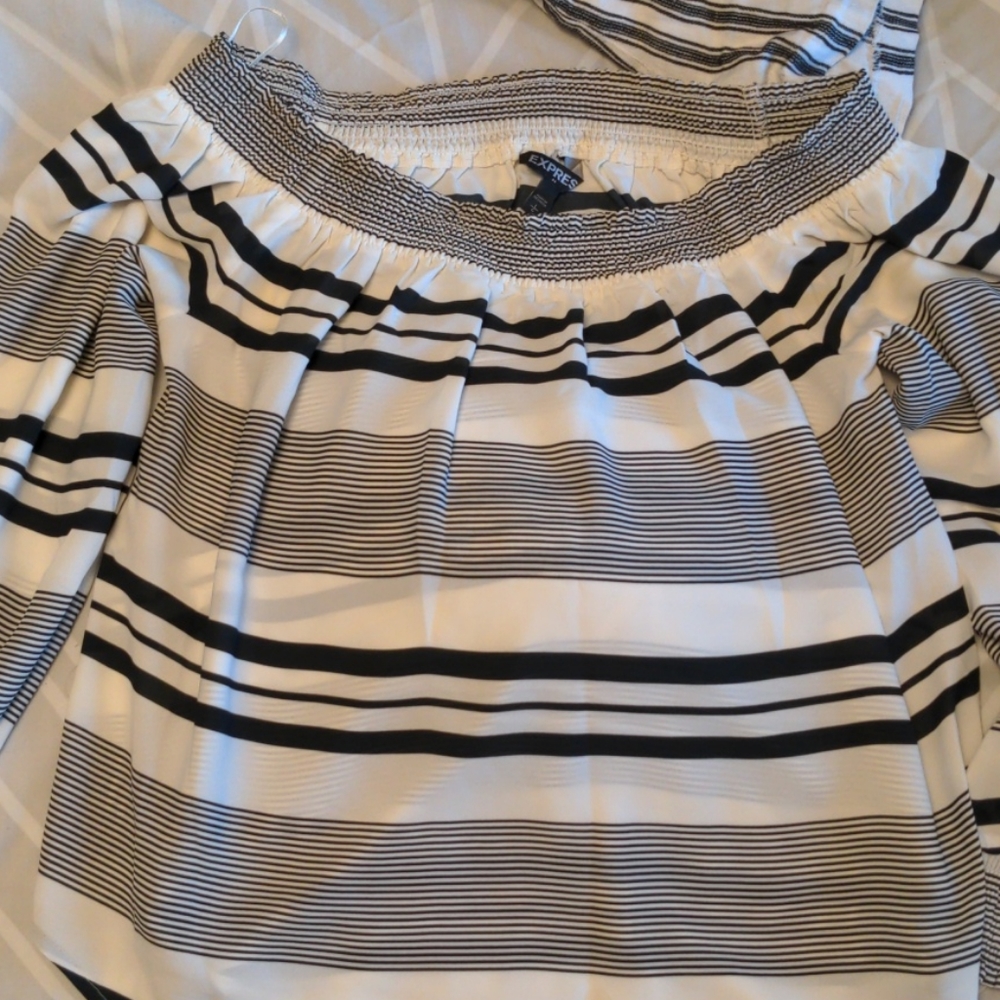 Off the shoulder Express striped shirt